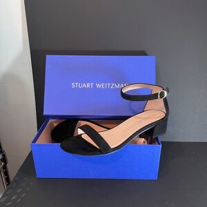 Stuart Weitzman NudistJune Sandal - Black Suede - Women's size 9B